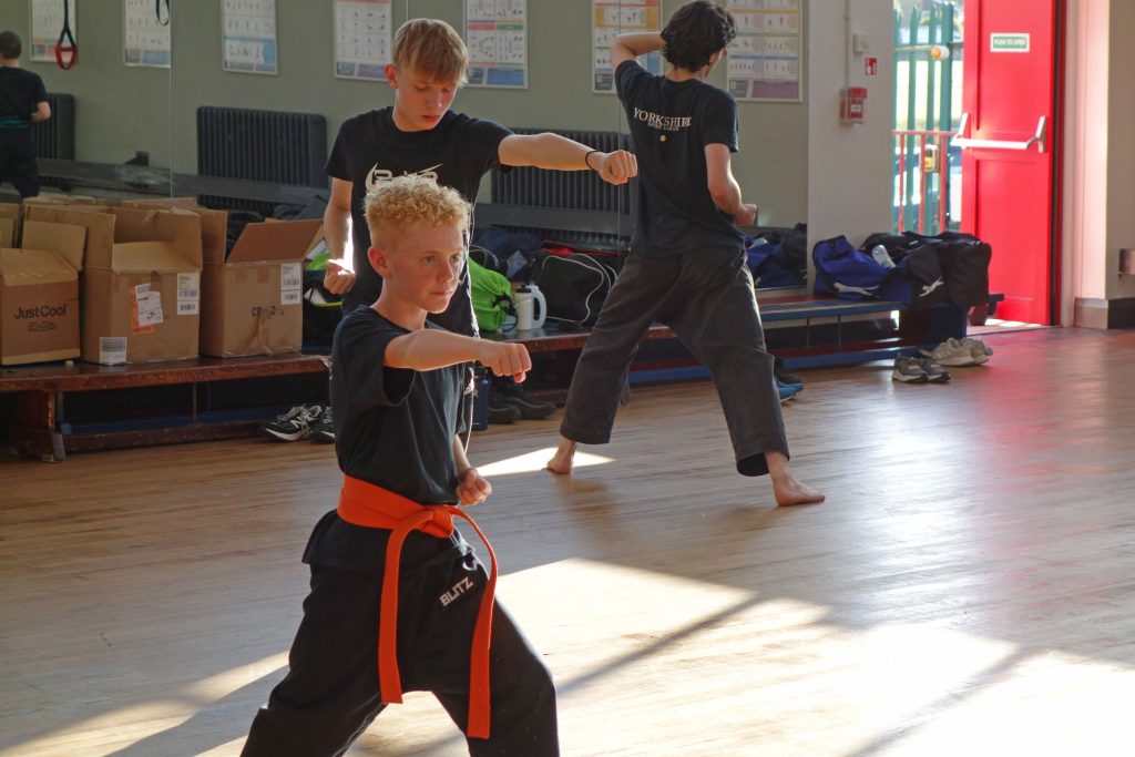 Young man practicing kata at Dewsbury Karate Club